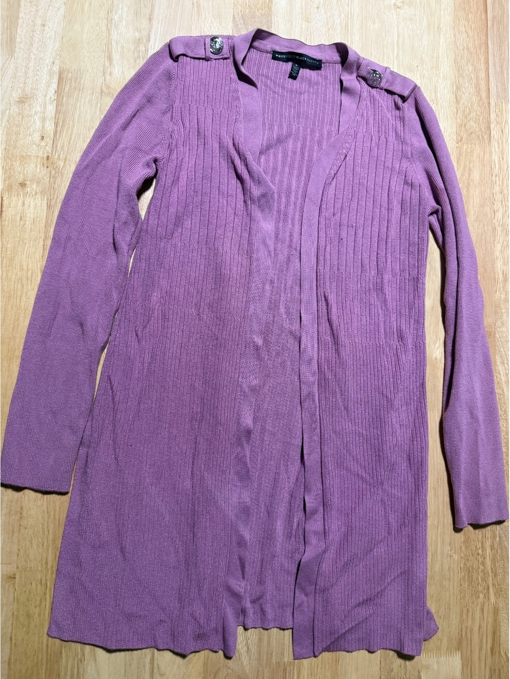White House Black Market Women’s Small Purple Open Front Long Cardigan